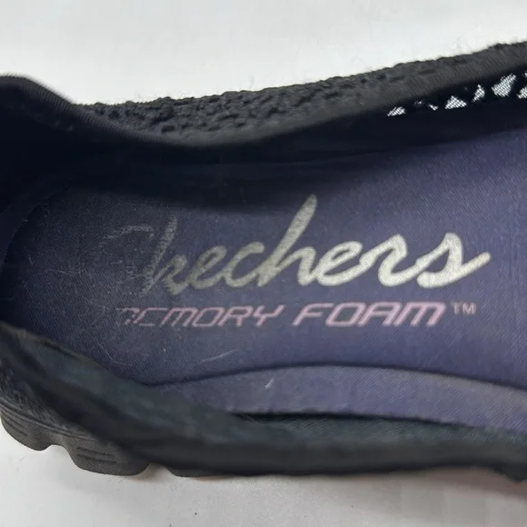 Skechers Black Slip-On Lace Look Flats with Memory Foam Footbed Size 10 SKT7681G - Picture 6 of 6